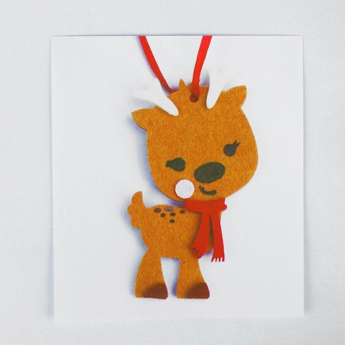 Ёлочная игрушка из фетра «Оленёнок в шарфике», своими руками — PalitraMastera