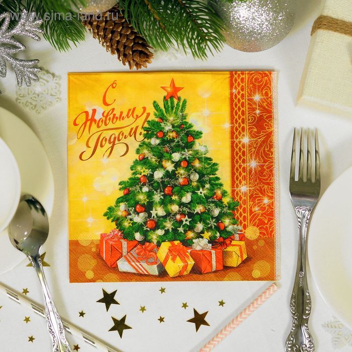 Салфетка трехслойная 33*33 &quot;Ёлка&quot; 20шт/упак — PalitraMastera