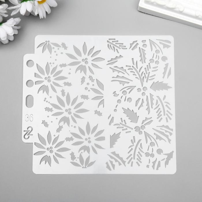 Трафарет пластик &quot;Новогодние цветы и листья&quot; 13х14 см  5478032 — PalitraMastera