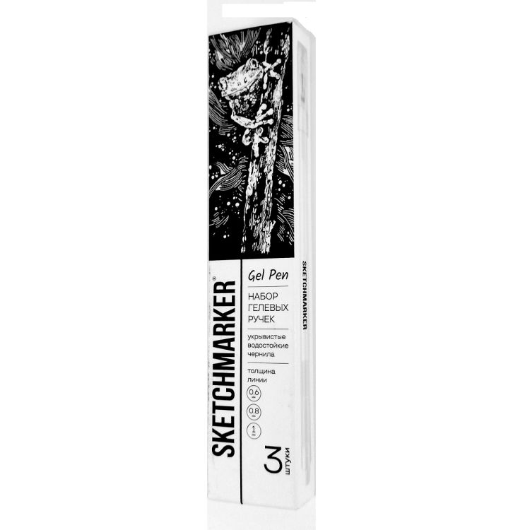 Набор гелевых ручек Sketchmarker 3шт Белый 0.6, 0.8, 1.0 мм &mdash; PalitraMastera