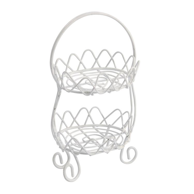 SCB271033 Металлическая мини двухъярусная полочка, белая 6,5*10,5см — PalitraMastera