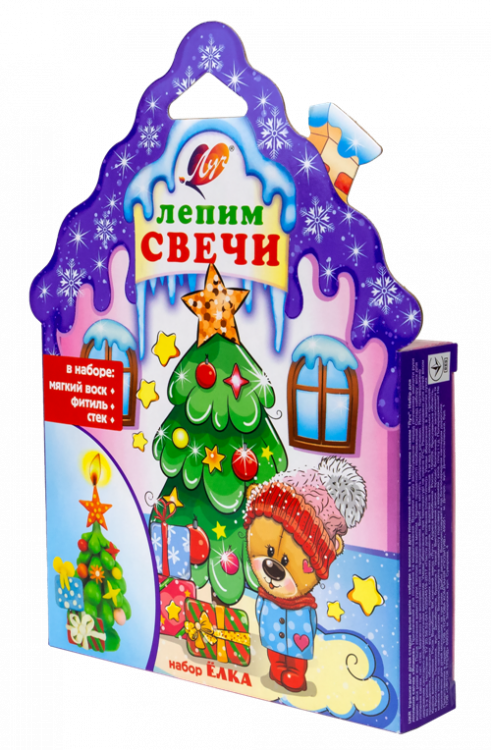 Набор для изготовления свечей ЛУЧ &quot;Ёлка&quot; (воск. пластины, 5 цв., фитиль, стек.), 30С 1909-08 — PalitraMastera