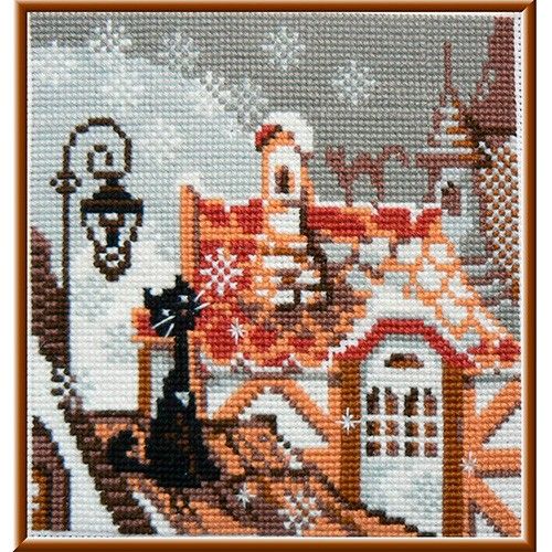 610 Набор для вышивания Риолис &quot;Город и кошки. Зима&quot; 13*13см — PalitraMastera