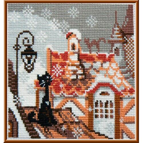 610 Набор для вышивания Риолис "Город и кошки. Зима" 13*13см фото 1 — PalitraMastera