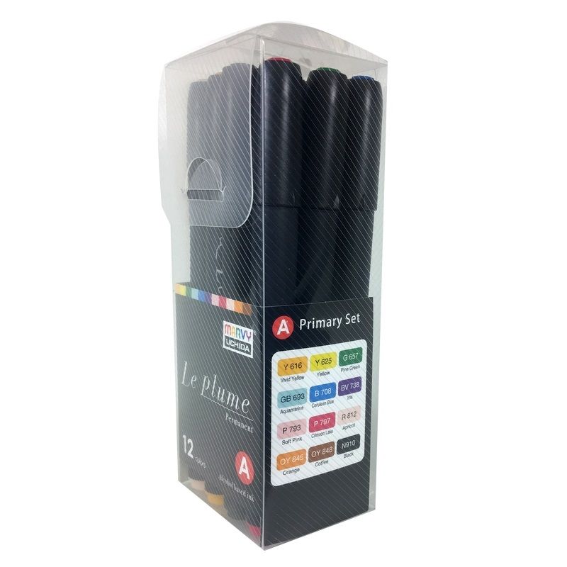 Маркер перманентный с наконечником кисть ,набор 12шт/уп MAR3000-12 /Marvy фото 1 — PalitraMastera