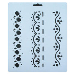 Трафарет пластиковый, 22х25см, бордюры, 3 растит. орнамента фото 1 — PalitraMastera