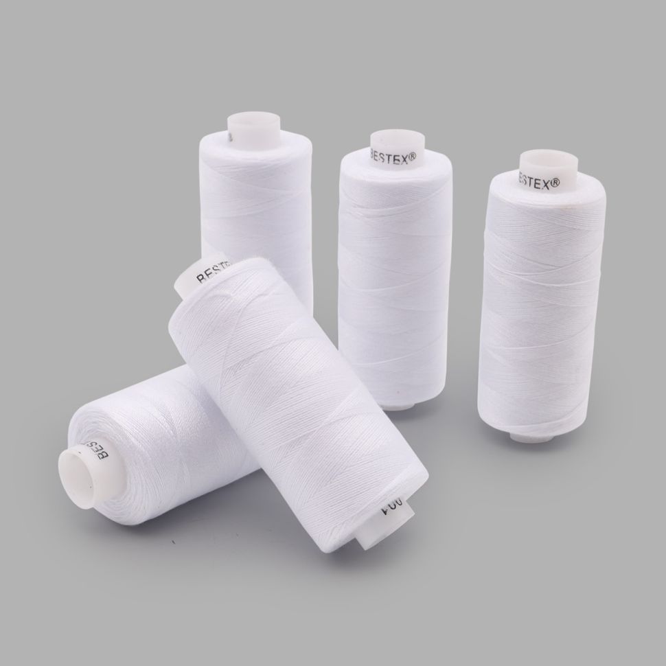 Швейные нитки 40/2 'Белый', намотка 365 м (400 ярд), 1шт, Bestex/Китай/Полиэстер фото 1 — PalitraMastera