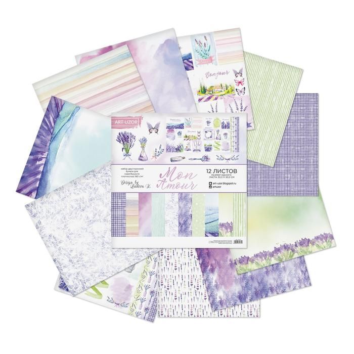 Набор бумаги для скрапбукинга "Mon Amour" 12 листов 30,5 х 30,5 см, 180 г/м 2761072 фото 1 &mdash; PalitraMastera