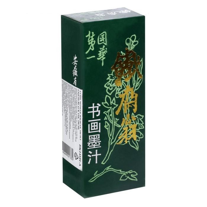 Сонет Тушь черная жидкая,100 мл, пластиковая бутылка (старый дизайн - зеленая упаковка), картон. УЦЕНКА (помята упаковка) фото 1 — PalitraMastera