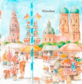 Салфетки бумажные для декупажа, 33х33 см, "Мюнхен", упаковка 20 шт. фото 1 &mdash; PalitraMastera