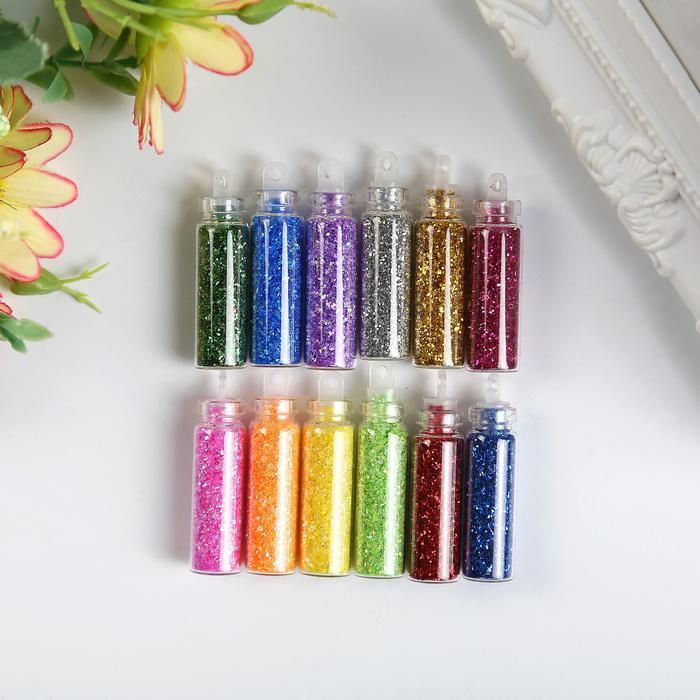 Набор глиттера для творчества в бутылочке "Волшебный блеск" 12  цветов фото 1 &mdash; PalitraMastera