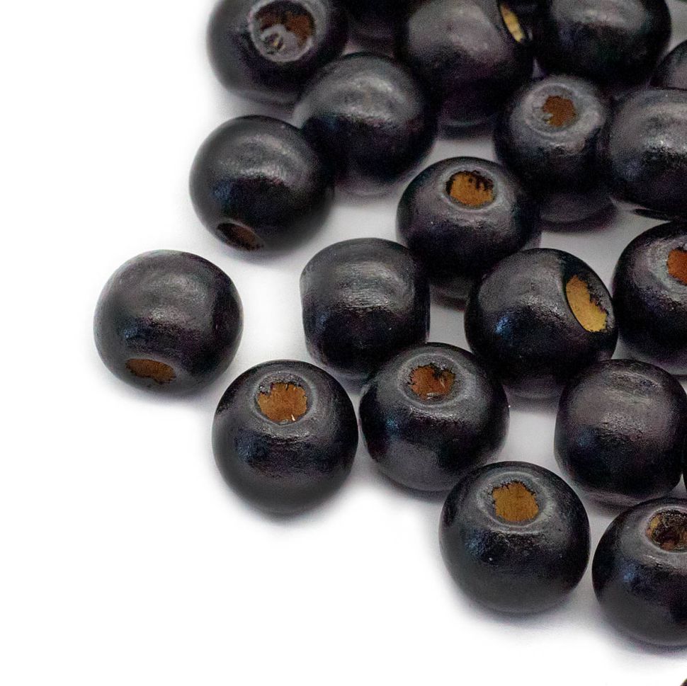 Деревянные бусины круглые, 10мм, 50 гр (черный) фото 1 &mdash; PalitraMastera