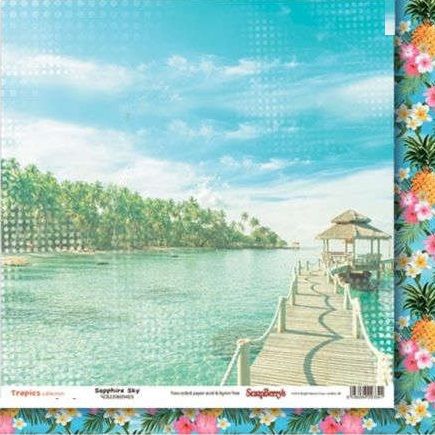 Бумага для скрапбукинга 30,5х30,5 см 190 гр/м, двусторон Тропикана Седьмое небо, (10 шт/уп) фото 1 &mdash; PalitraMastera