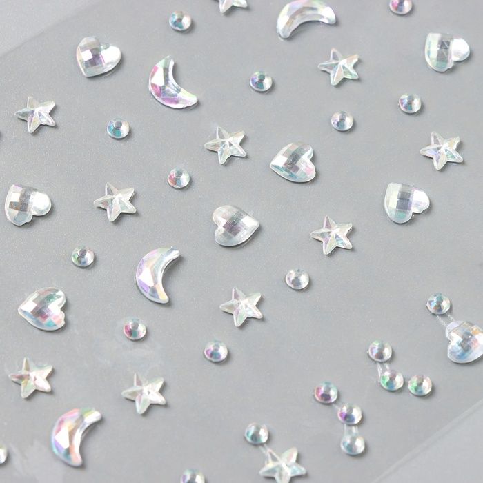 Наклейка-стразы «Россыпь», серебро, 11х7.8 см &mdash; PalitraMastera