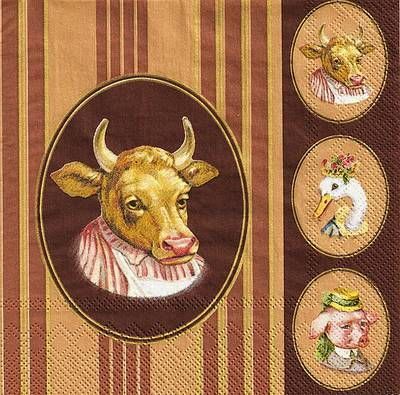 Салфетка для декупажа - 33 x 33 cm Корова MAMSELL MUH, коричневый АКЦИЯ!!! — PalitraMastera