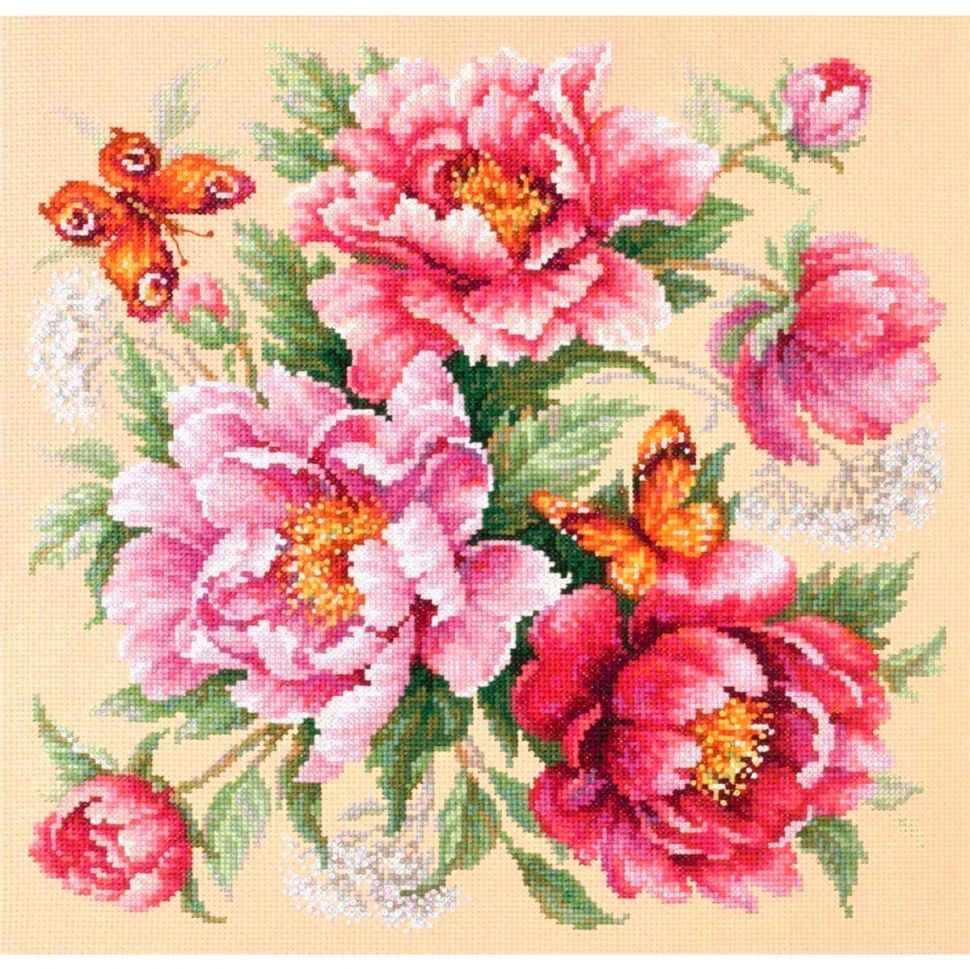 140-001 Набор для вышивания Чудесная игла 'Магия цветов. Пионы '30*30см фото 1 — PalitraMastera