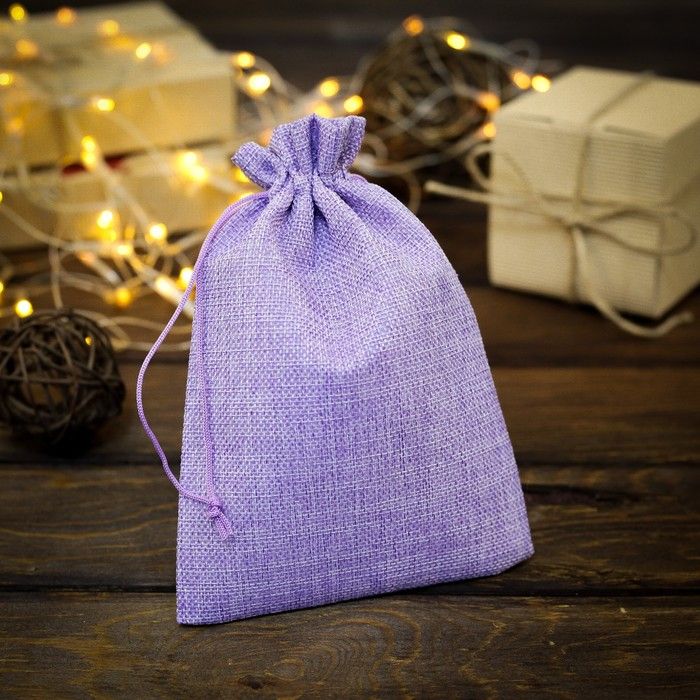 Мешочек подарочный из холщи, сиреневый, 15 х 21 см фото 1 — PalitraMastera