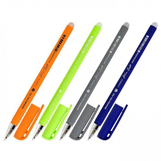 Ручка гел. LOREX LX-BASE.DRAFT серия Slim Soft 0,5 мм синий &quot;пиши-стирай&quot; круглый прорезиненный корпус ассорти — PalitraMastera