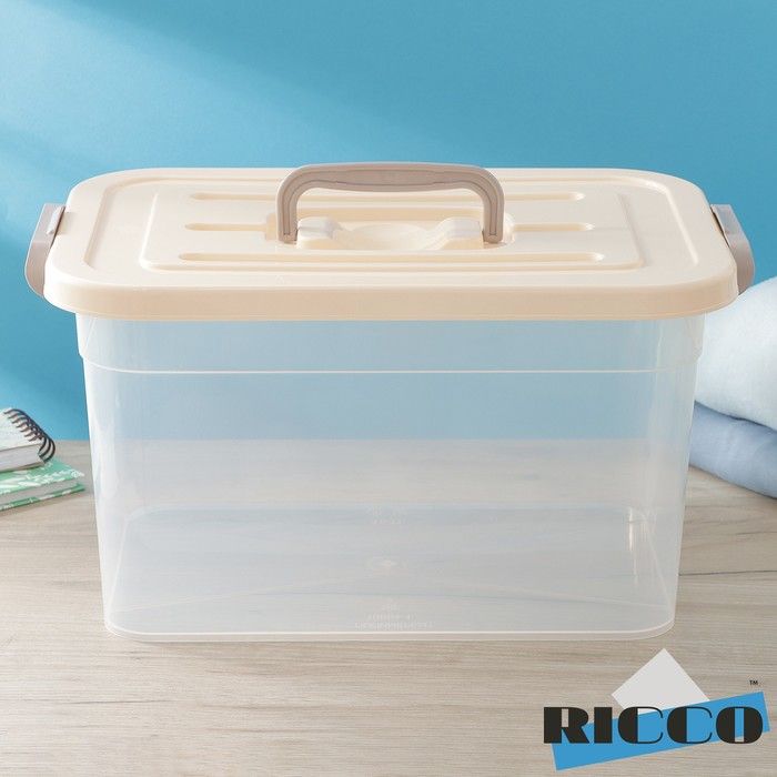 Контейнер для хранения с крышкой RICCO, 10 л, 35,5*23,5*19 см, цвет бежевый фото 1 — PalitraMastera