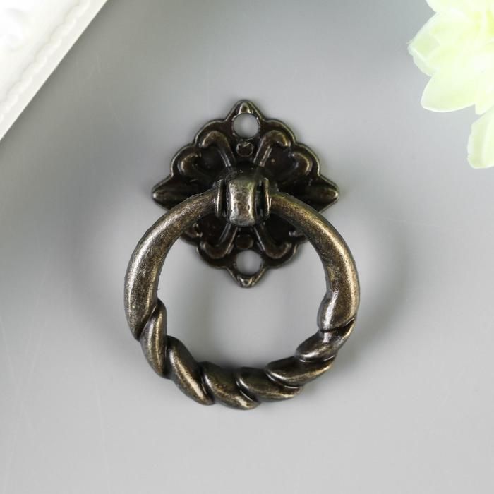 Ручка для шкатулки металл &quot;Молоточек косичка&quot; бронза набор 2 шт 841 4х3 см  3531289 — PalitraMastera