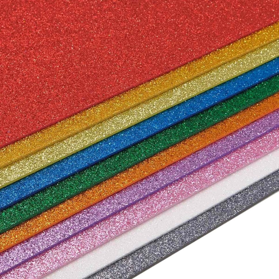 Фоамиран с глиттером 'Ассорти', 20х30см, 2мм, 1 ЛИСТ, Astra&Craft фото 1 — PalitraMastera