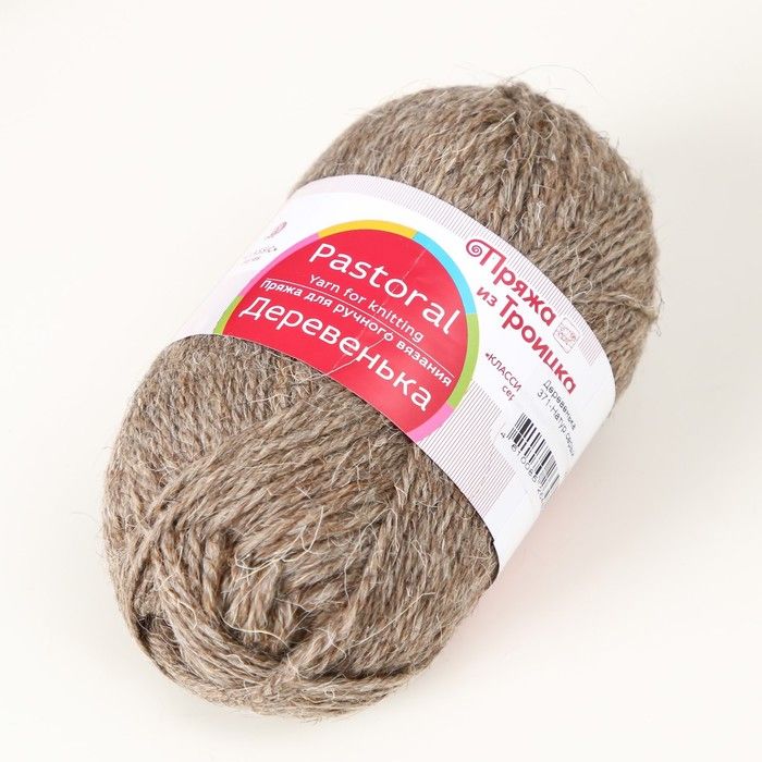 Пряжа для вязания спицами, крючком «Троицкая. Деревенька», 100% шерсть, 170 м/100 г, (371 натуральный серый) — PalitraMastera
