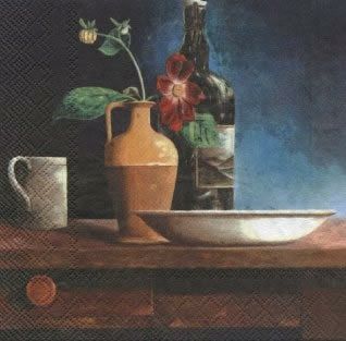 Салфетки бумажные для декупажа, 33х33 см, "Натюрморт на синем фоне", упаковка 20 шт. фото 1 — PalitraMastera