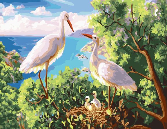 Картина по номерам GX 24409 Белые аисты 40*50--- фото 1 &mdash; PalitraMastera