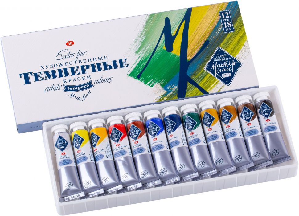 Мастер-Класс Набор темпера, картон, 12 шт х18мл фото 1 &mdash; PalitraMastera