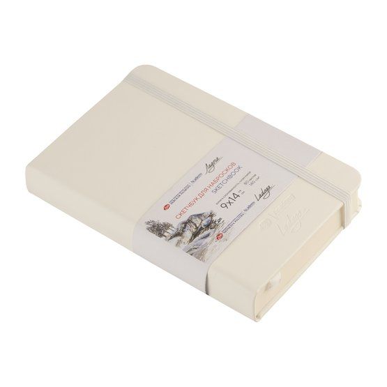 Скетчбук для набросков &quot;Ладога&quot;, белый, жесткая обложка с резинкой, 140 г/м2, 9х14 см, 80 листов, цвет бумаги слоновая кость — PalitraMastera