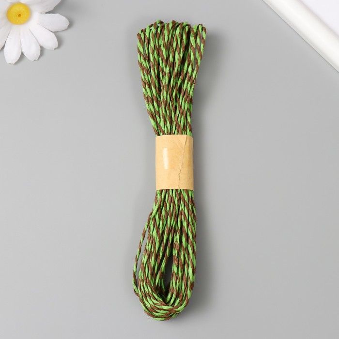 Пряжа 100% целлюлоза &quot;Softino Raffia Color Melange&quot; кручёная, зелёный луг 10м ±2м  9413444 — PalitraMastera