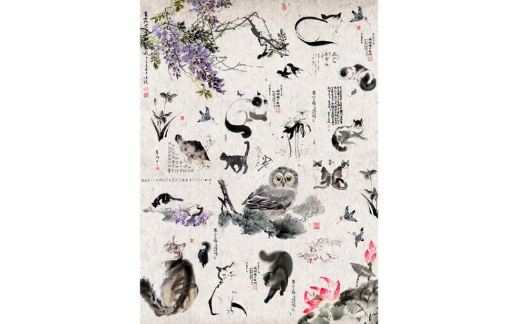 Рисовая бумага для декупажа &quot;Craft Premier&quot;, А4, 25г/м, &quot;Рисунки тушью&quot; CP01192-1 — PalitraMastera