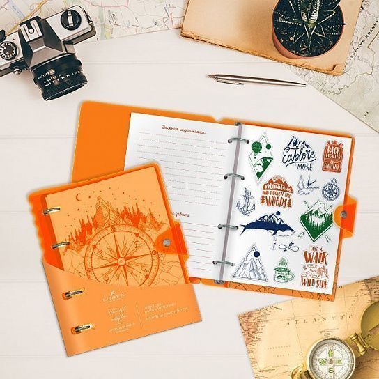Тетрадь со см. блоком 120 л. кл. NEON. ORANGE А5 пластик обл. на кольцах с наклейками фото 1 &mdash; PalitraMastera