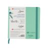 Скетчбук для акварели "Ладога", мятный, жесткая обложка с резинкой, 300 г/м2, 18х18 см, 100 % хлопок, 20 листов, среднее зерно фото 1 — PalitraMastera