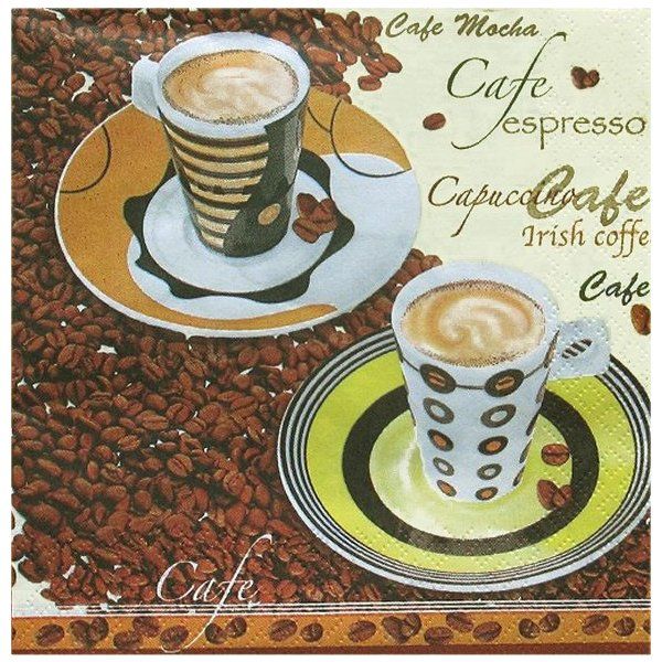 Салфетка для декупажа - 33 x 33 cm Кофе, espresso, capuccino. — PalitraMastera