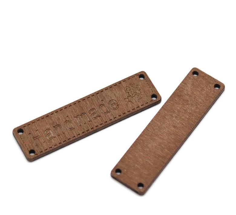 Прямоугольник деревянный "Handmade" с цветком, цвет кофейный 6.4x1.7cm (2-1/2 "x5 / 8") фото 1 — PalitraMastera
