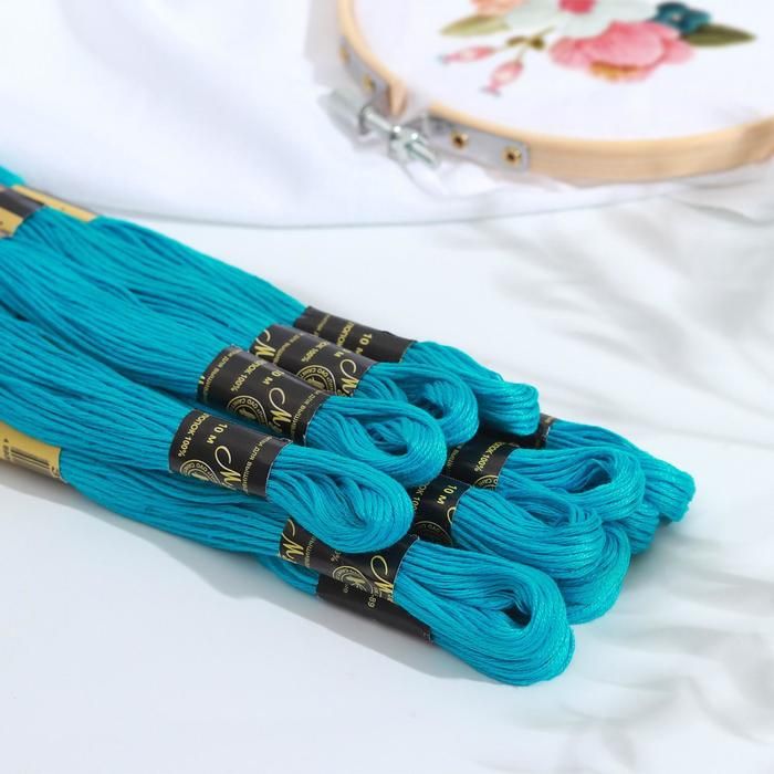 Нитки мулине, 10 ± 1 м, цвет бирюзовый №3010 — PalitraMastera